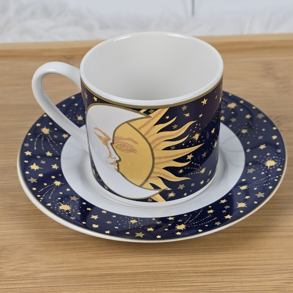 Vintage 1993 Vitromaster Galaxy Celestial Sun and Moon Tea Cup and Sauce…